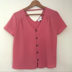 🎯3/$10 Pink Rose Junior's Short Sleeve Bar Back Top M